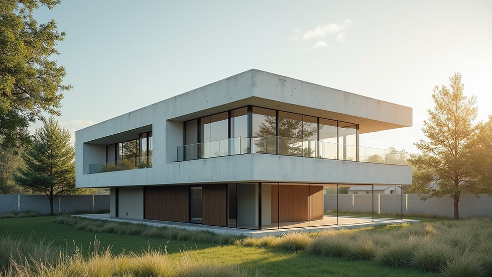 Wide angle view of a modern sustainable building