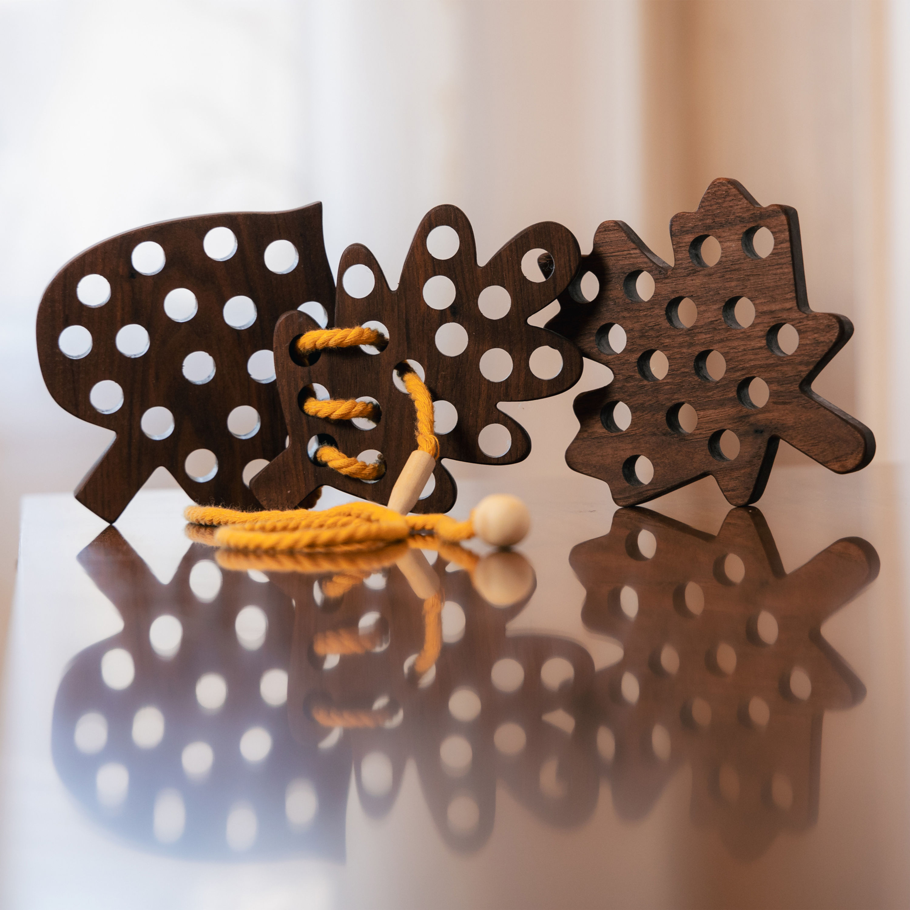 Threading Toy - "Leaf Bundle"