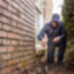 Termite expert inspector looking for termites