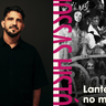 À esquerda, o autor Márcio Bastos sobre fundo preto; a direita, capa de uma fotografia preto e branca de artistas na capa do livro