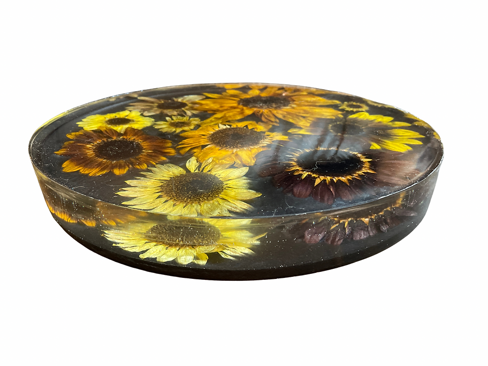 Thumbnail: 14” Round Real Sunflowers Charcuterie Table