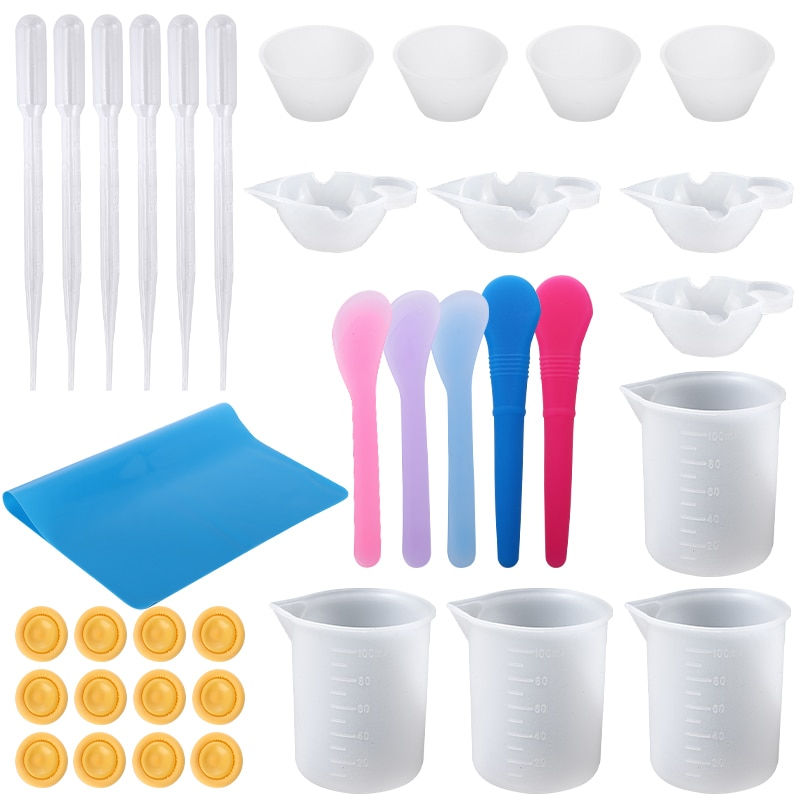 Thumbnail: Silicone Resin Measuring Cups Kit w/ Stir Sticks for Epoxy Resin Mixing Supplies