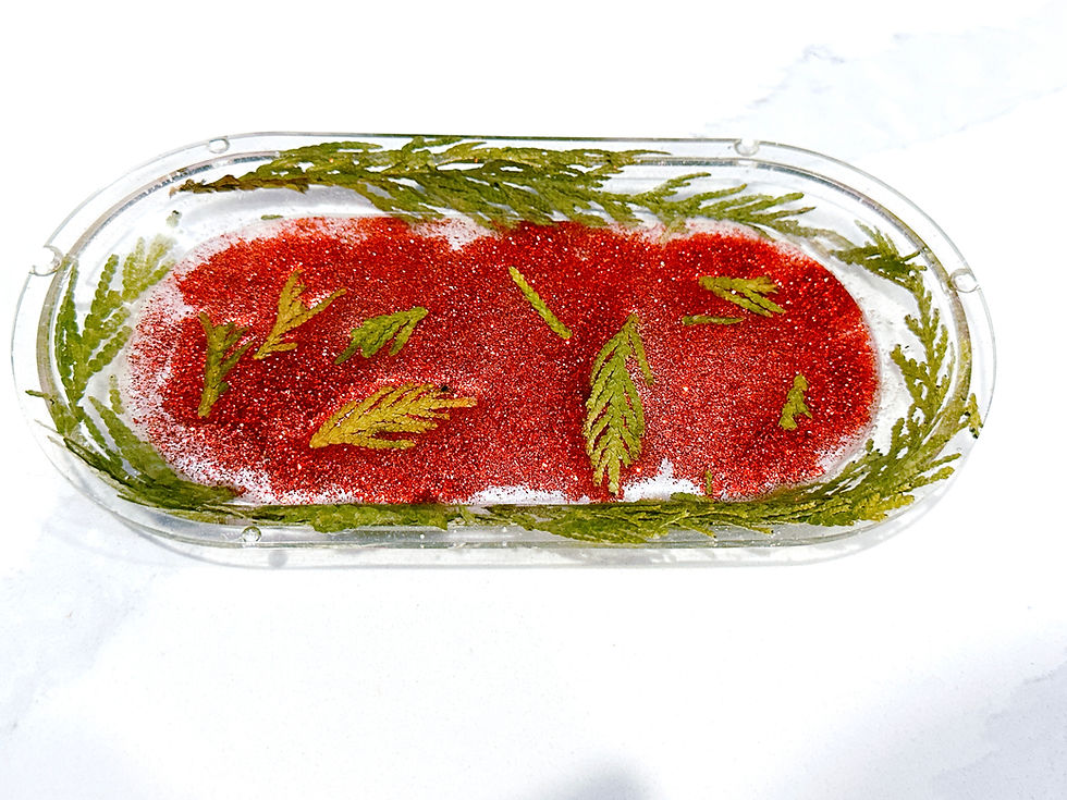 Thumbnail: Red Glitter and Cedar Trinket Tray Christmas Decor
