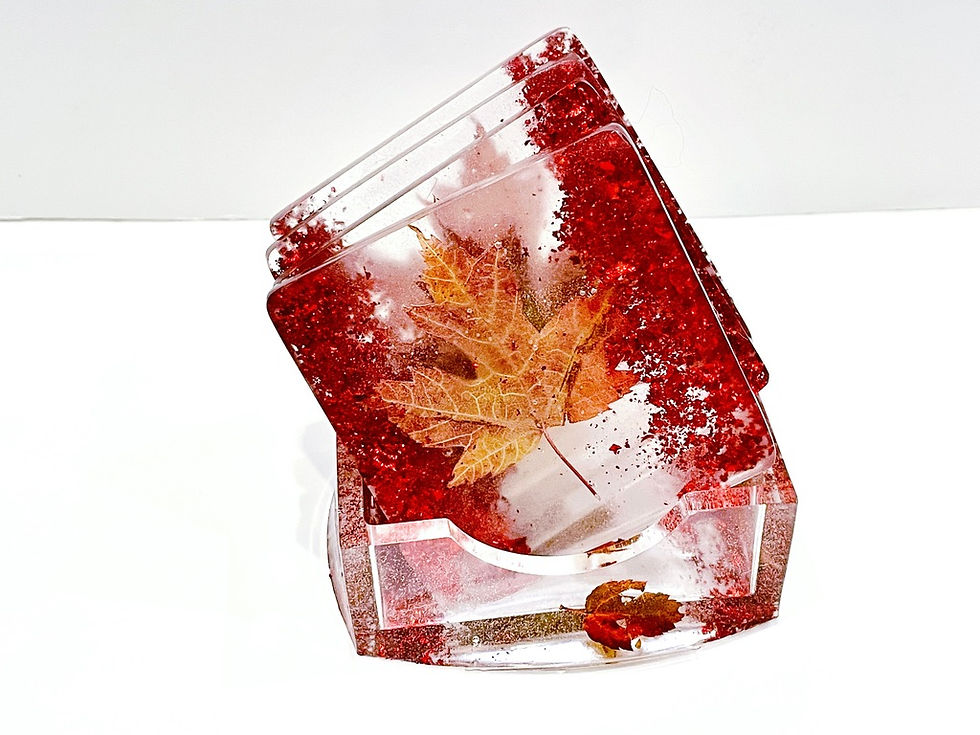 Thumbnail: Canadian Maple Flag Coaster Set of 4 with Holder