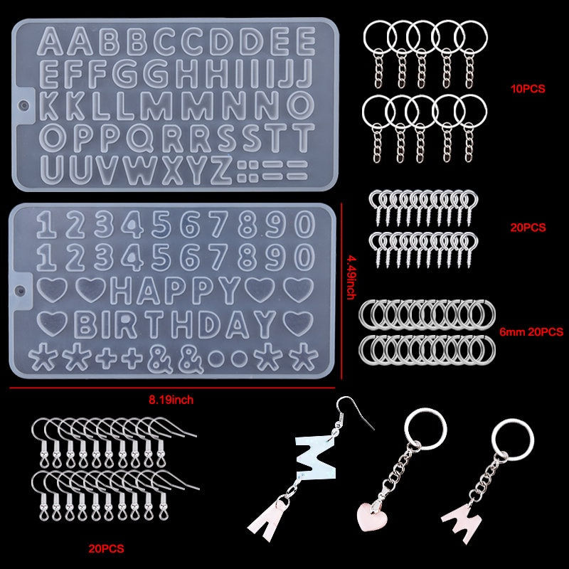 Thumbnail: DIY Art Supply Set: Silicone Resin Molds for Keychains and Jewelry Molds Glitter