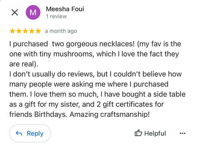 5 star review from Google