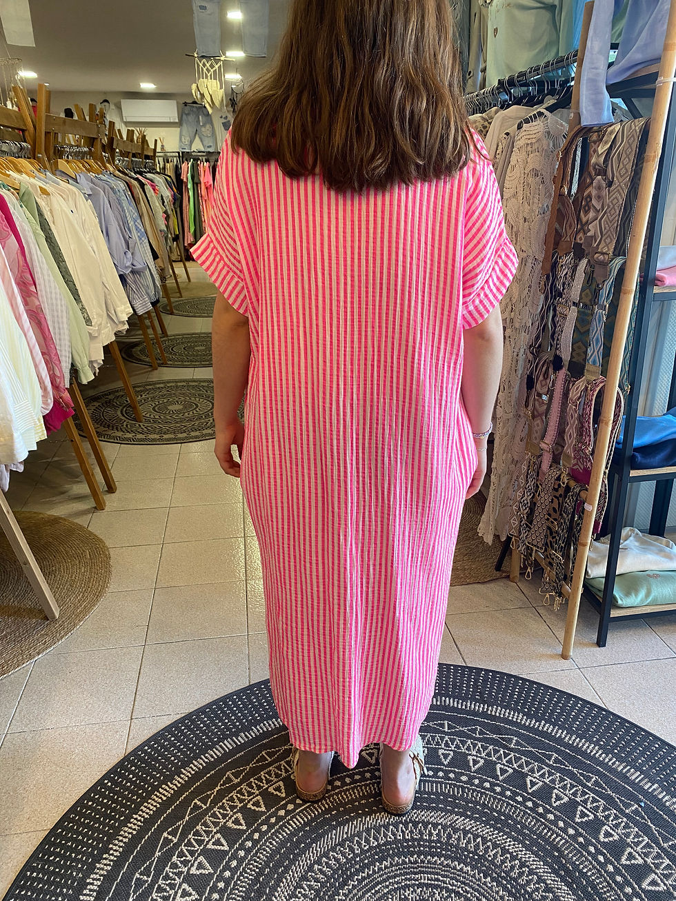 Miniature : Robe chemise en gaze de coton à rayures 