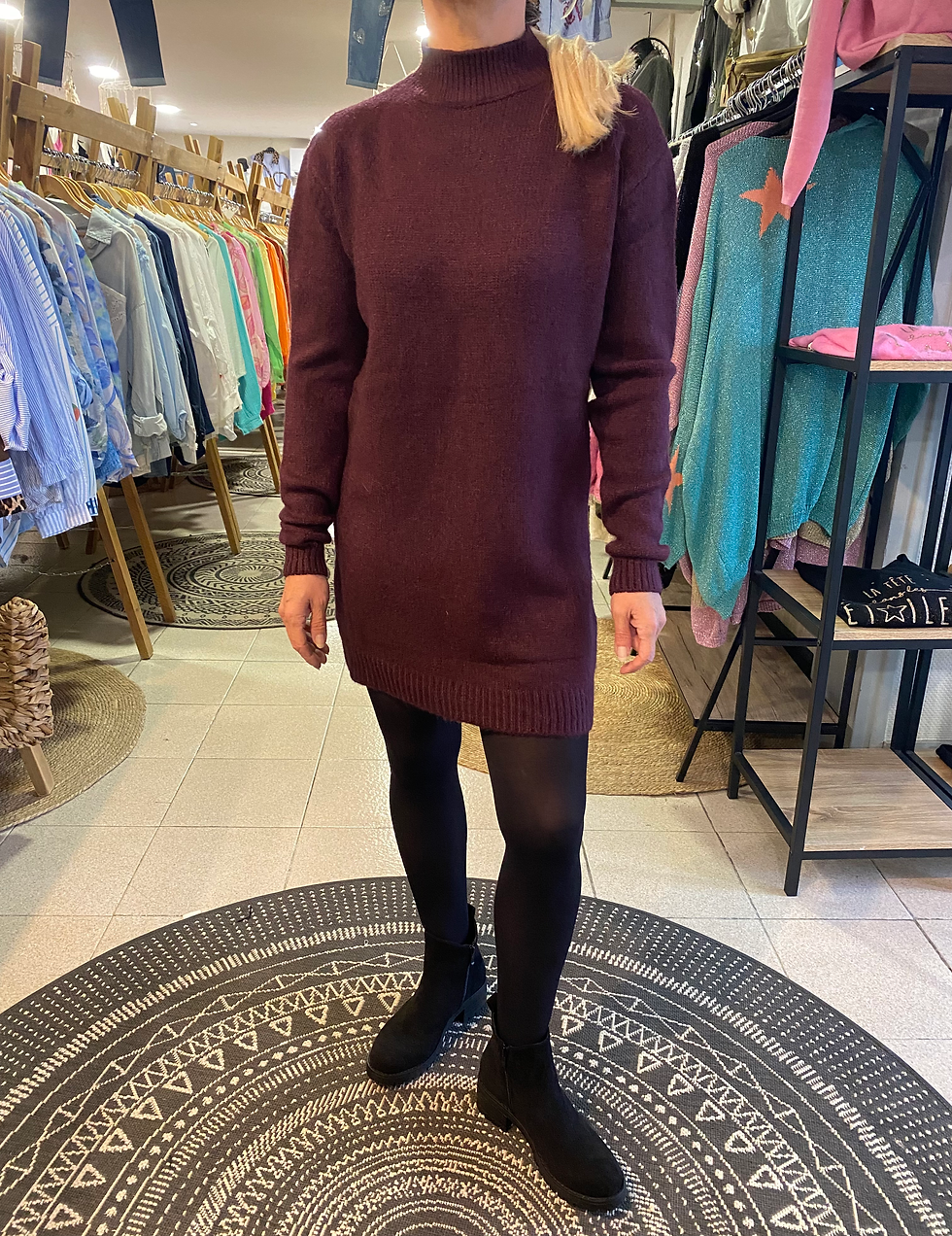 Miniature : Robe pull courte droite en maille épaisse