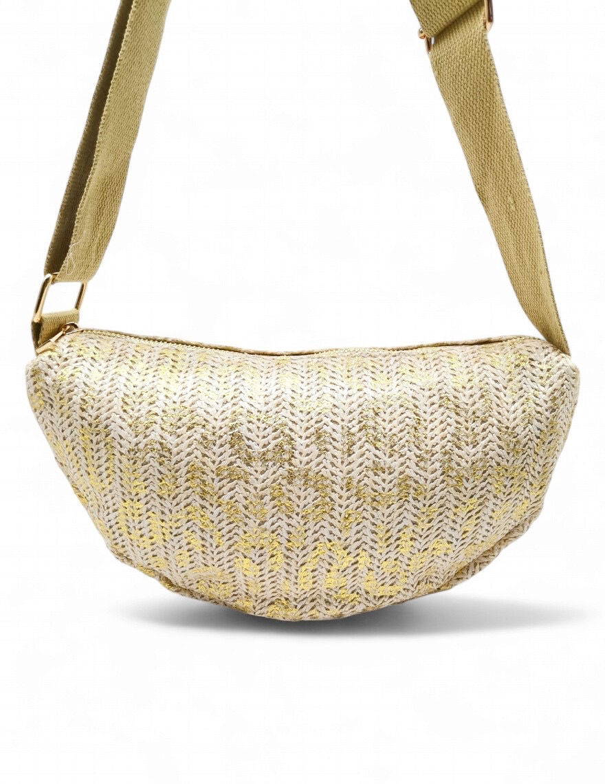 Miniature : Sac banane effet paille avec motifs 