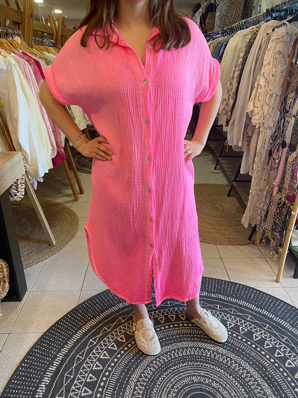 Miniature : Robe chemise en gaze de coton 