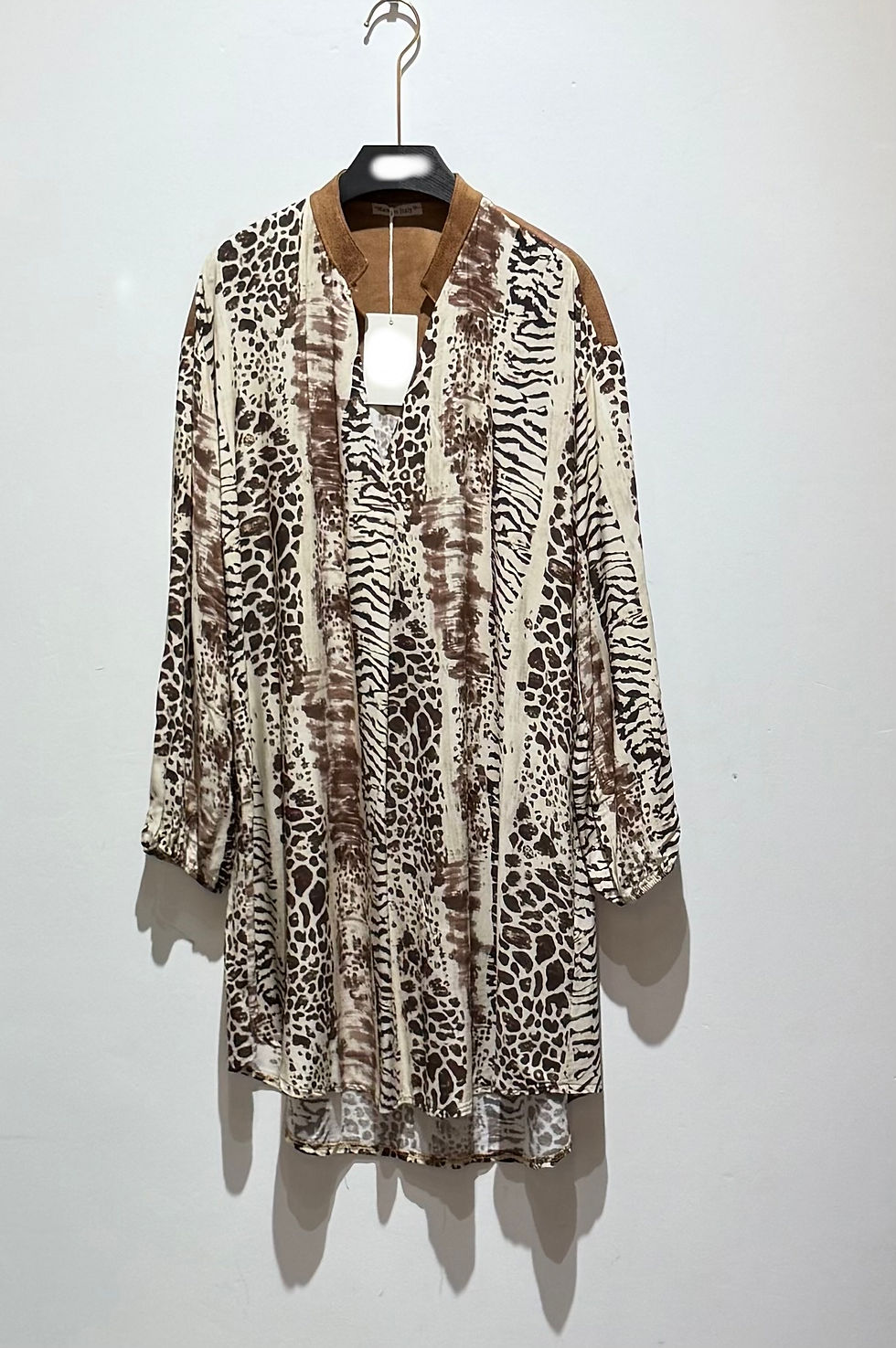 Miniature : Robe à motifs et empiècements suédine