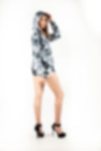 Women's Tie Dye Long Sleeve Hoodie and Shorts in Cloud Pattern