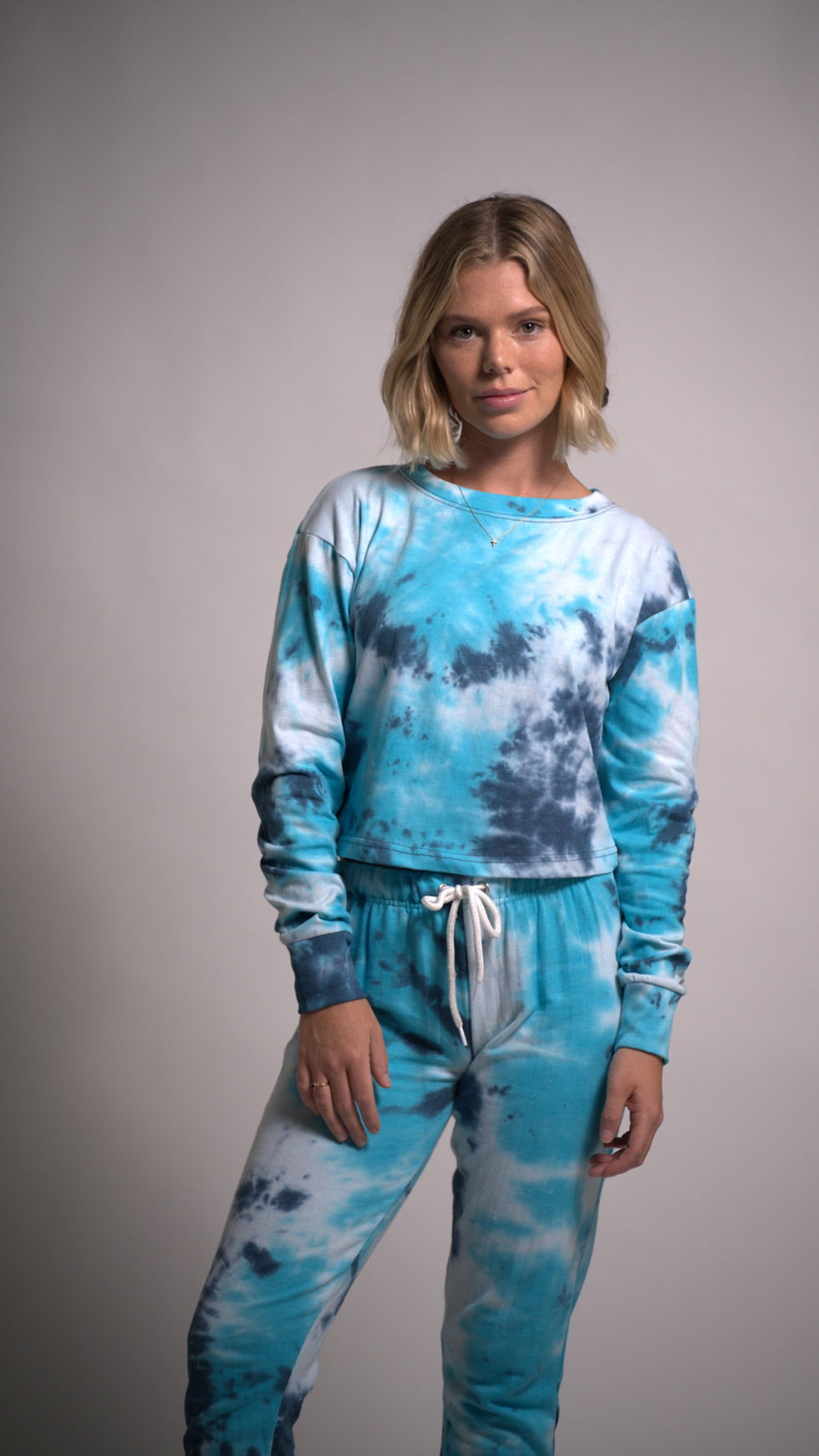 Thumbnail: Blue and Light Blue Tie Dye Set long Sleeve Top and Joggers Cotton