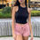 Thumbnail: Your Style with Pink Rose Solid Color Sport Shorts