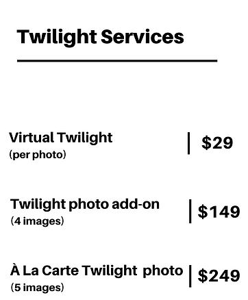 Example of twilight photography enhancing a Los Angeles property's appeal, showcasing pricing options.