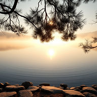 Harmonic Resonance Counselling logo with calm sunrise background.