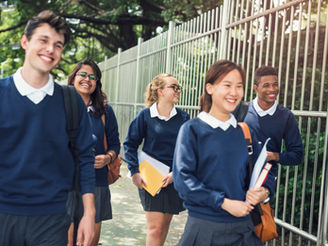 students walking to school