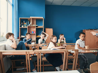 elementary primary students in school classroom