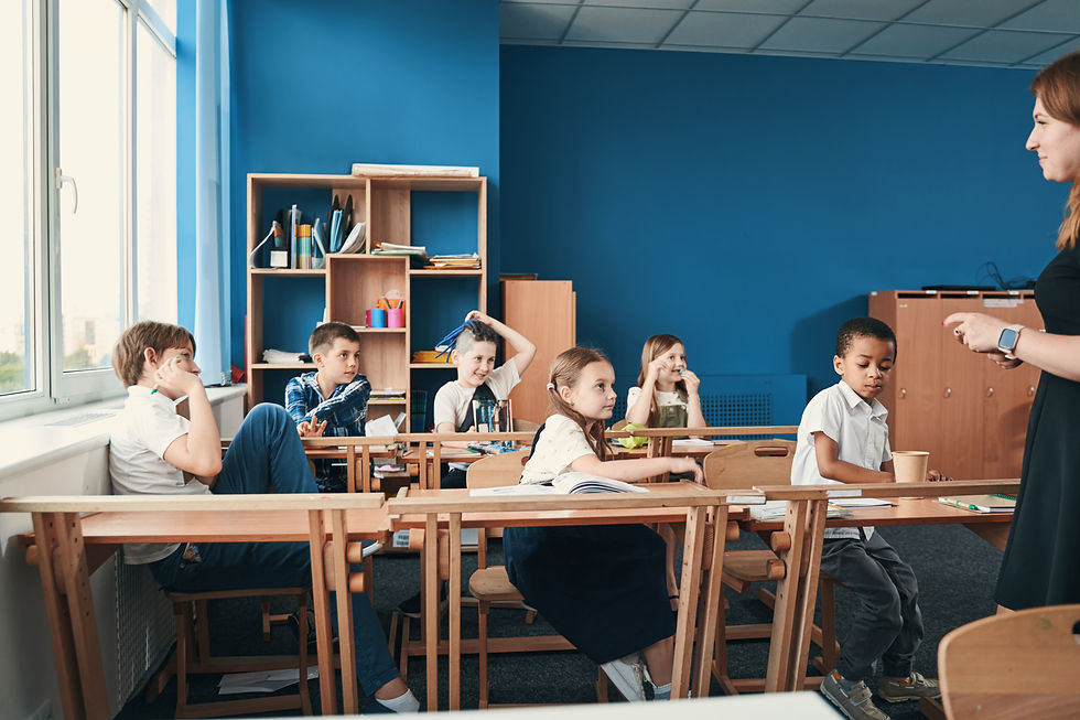 elementary primary students in school classroom