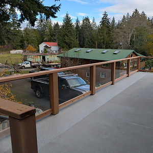 Glass in cedar guardrails