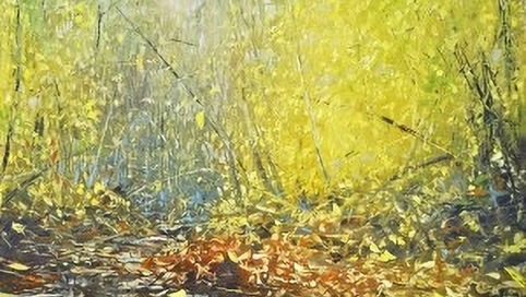 Autumn Glow, 24 x 24, Oil on Brushed Silver, by Gail Ingis