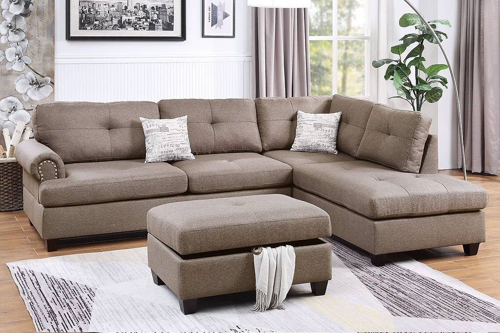 104" Wide Right Hand Facing Modular Sofa & Chaise with Ottoman
