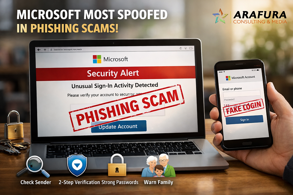 Security alerts for spoofed microsoft page