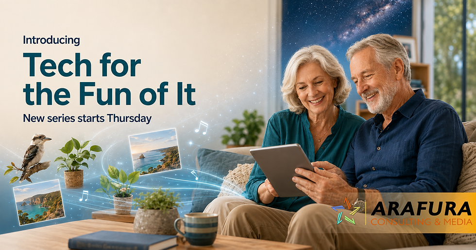 couple of senior Australians share an ipad and discover fun tech based activities