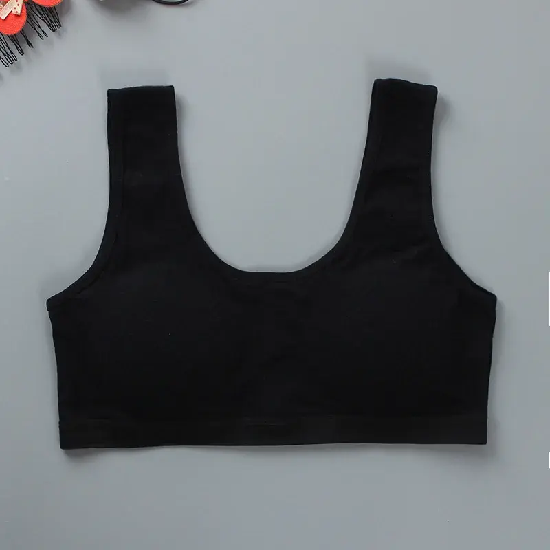 Miniatura: 3 Pack Girls Cotton Sports Training Bras Solid Color Crop Tops