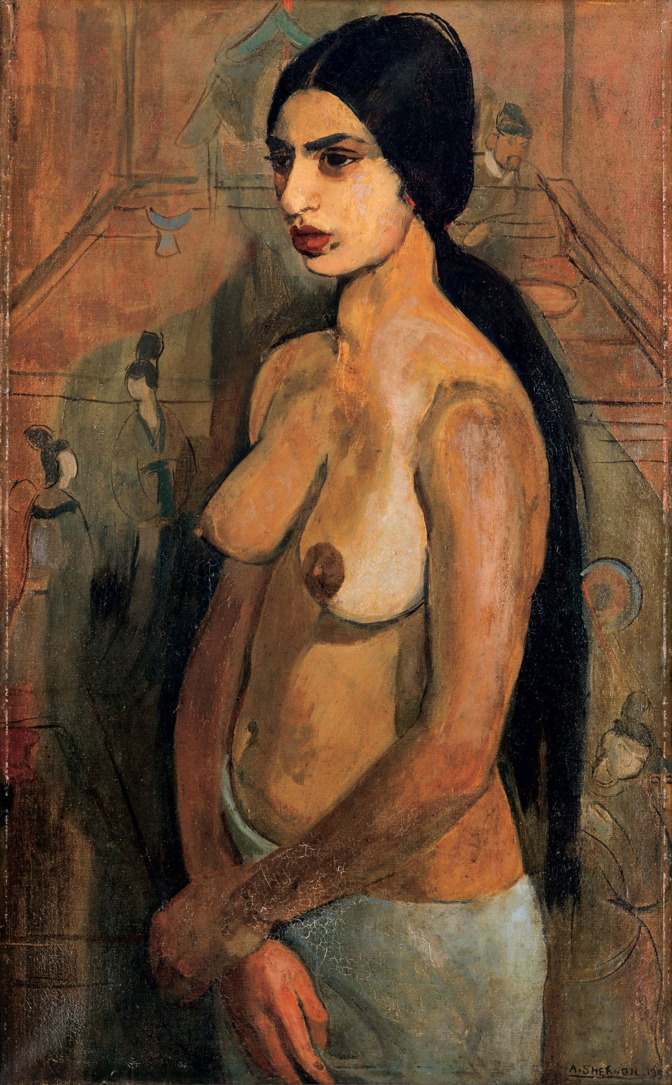 Amrita Sher-Gil, Self-Portrait as a Tahitian, 1934, oil on canvas, 90 cm × 56 cm, Kiran Nadar Museum of Art, New Delhi.