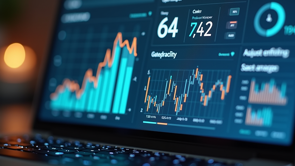 Close-up view of a laptop screen showing an interactive QoE dashboard with AI analytics