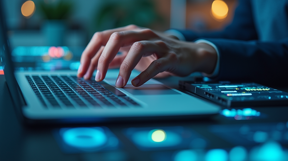 Close-up view of a data scientist analyzing AI-driven QoE analytics dashboard on a laptop