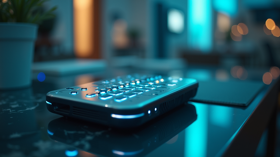 Eye-level view of a futuristic communication device