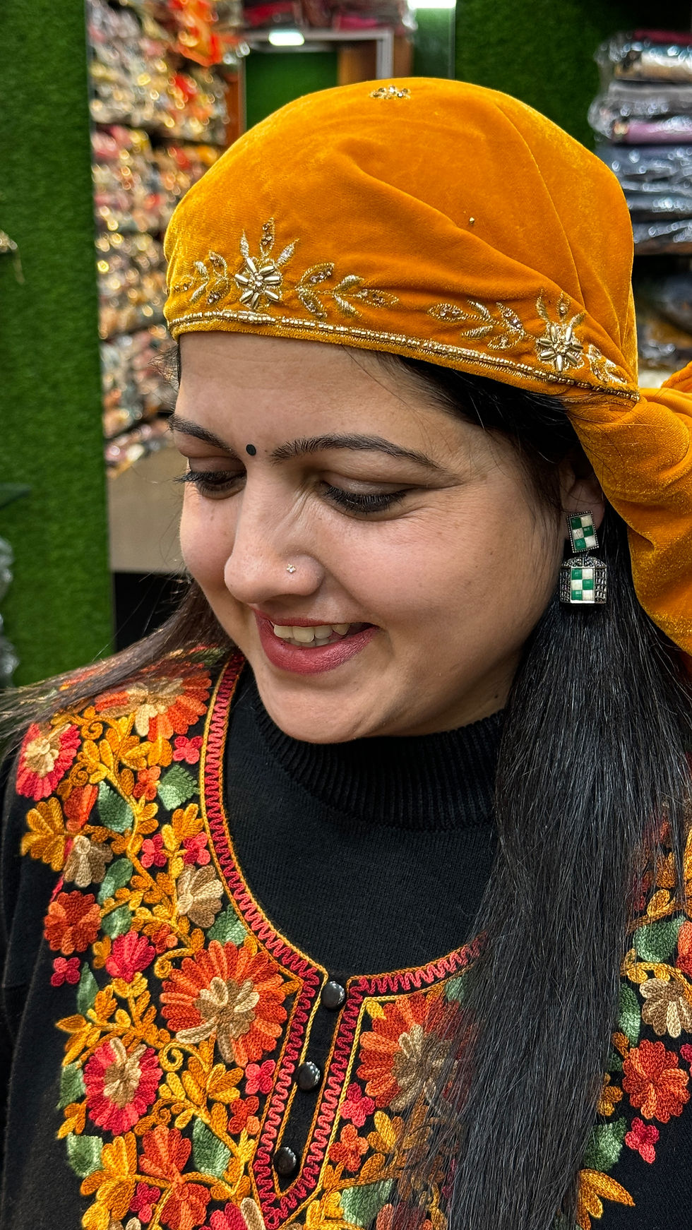 Thumbnail: Himachali Attire Dhatu(Headscarves): Velvet