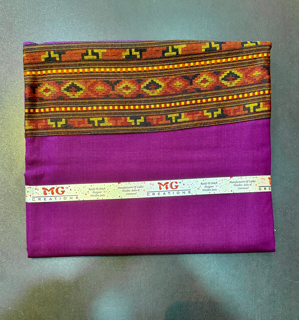 Thumbnail: Himachali Suits Fabric with Kullu Weaved Boarder (Purple K1)