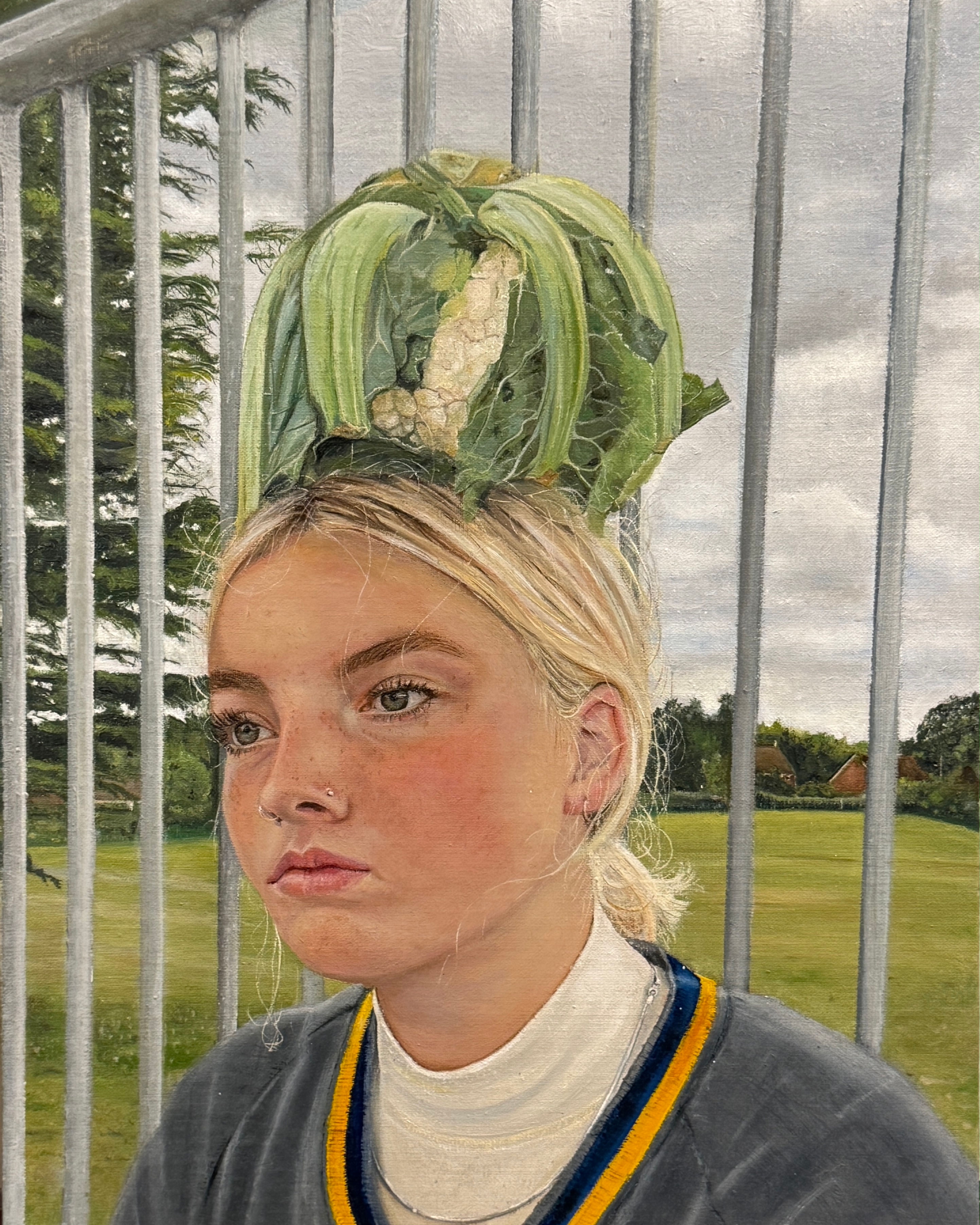 Portrait of Jannah, Making Dinner Plans original oil painting