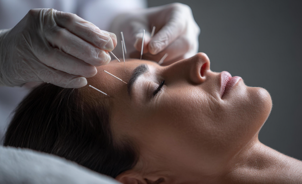 woman receiving facial acupuncture