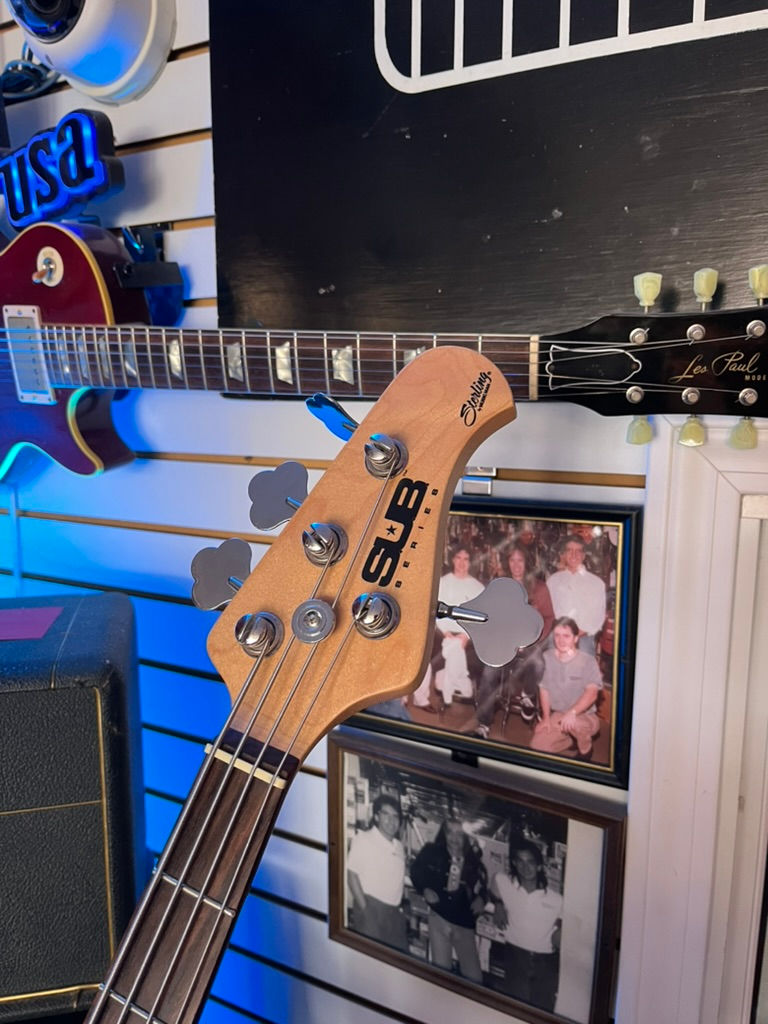 Thumbnail: Music Man Sterling Sub Bass in a great Fiasta Red with gig bag SOLD