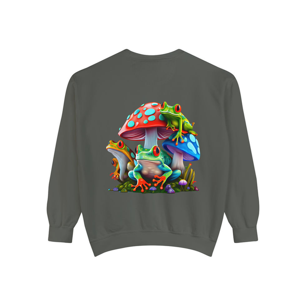 Thumbnail: Shrooms & Frogs Unisex Garment-Dyed Sweatshirt