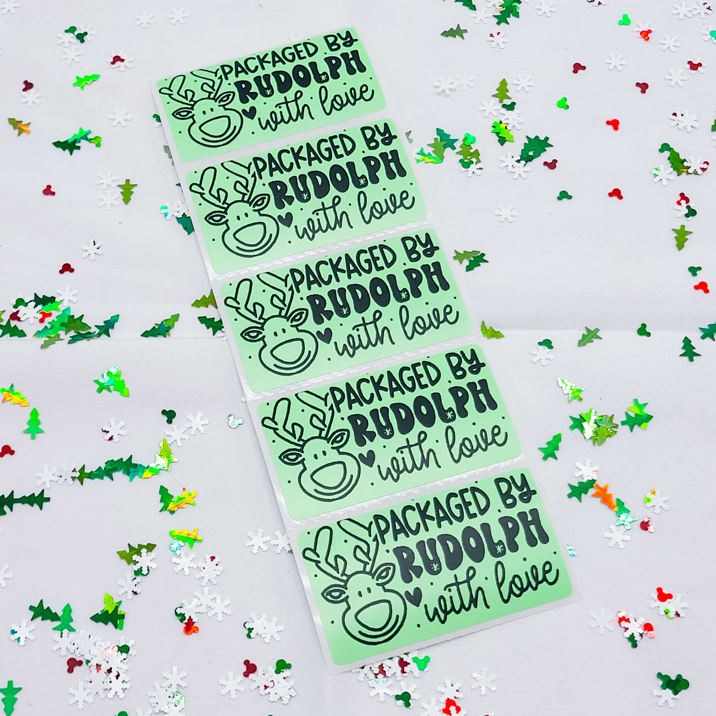 Packaged by Rudolph Retro Holiday Thermal Sticker