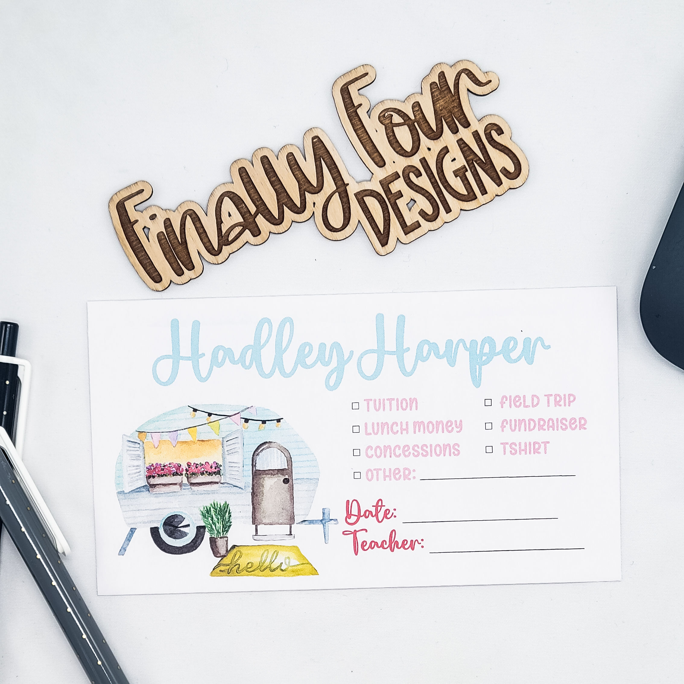 Camper School Money Envelopes