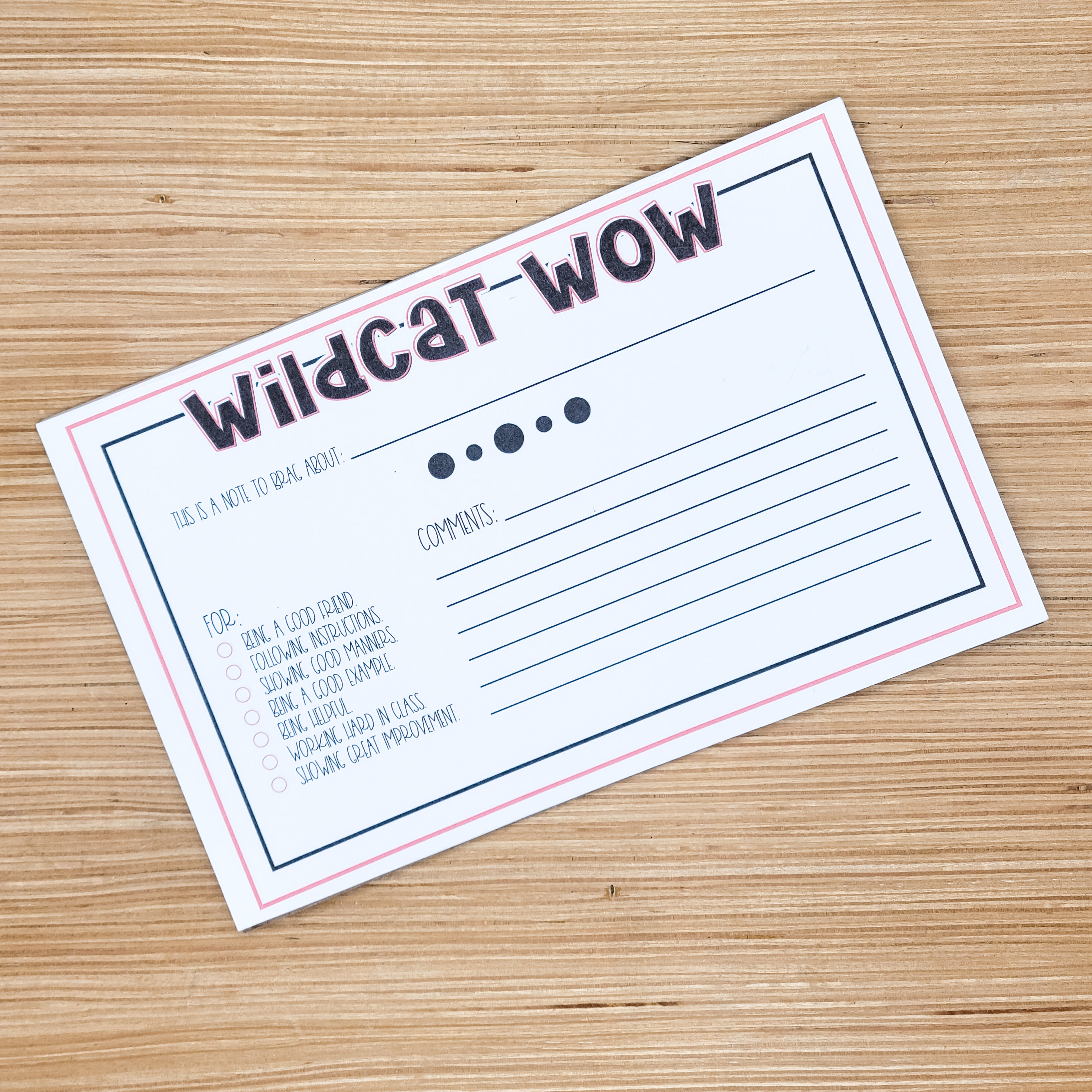 Wildcat Wow Teacher Happy Mail Notepad