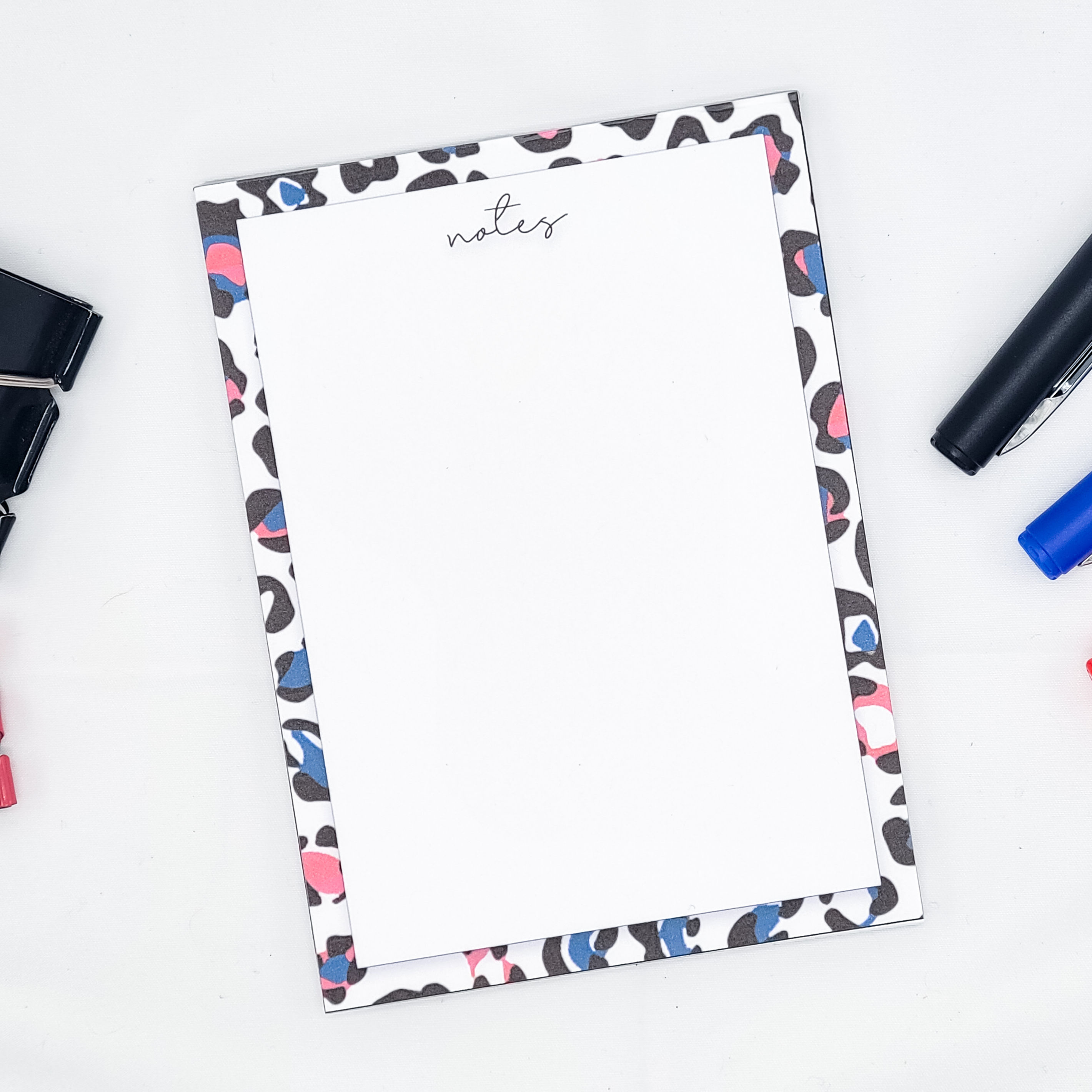 Red & Navy Leopard Print Notepad