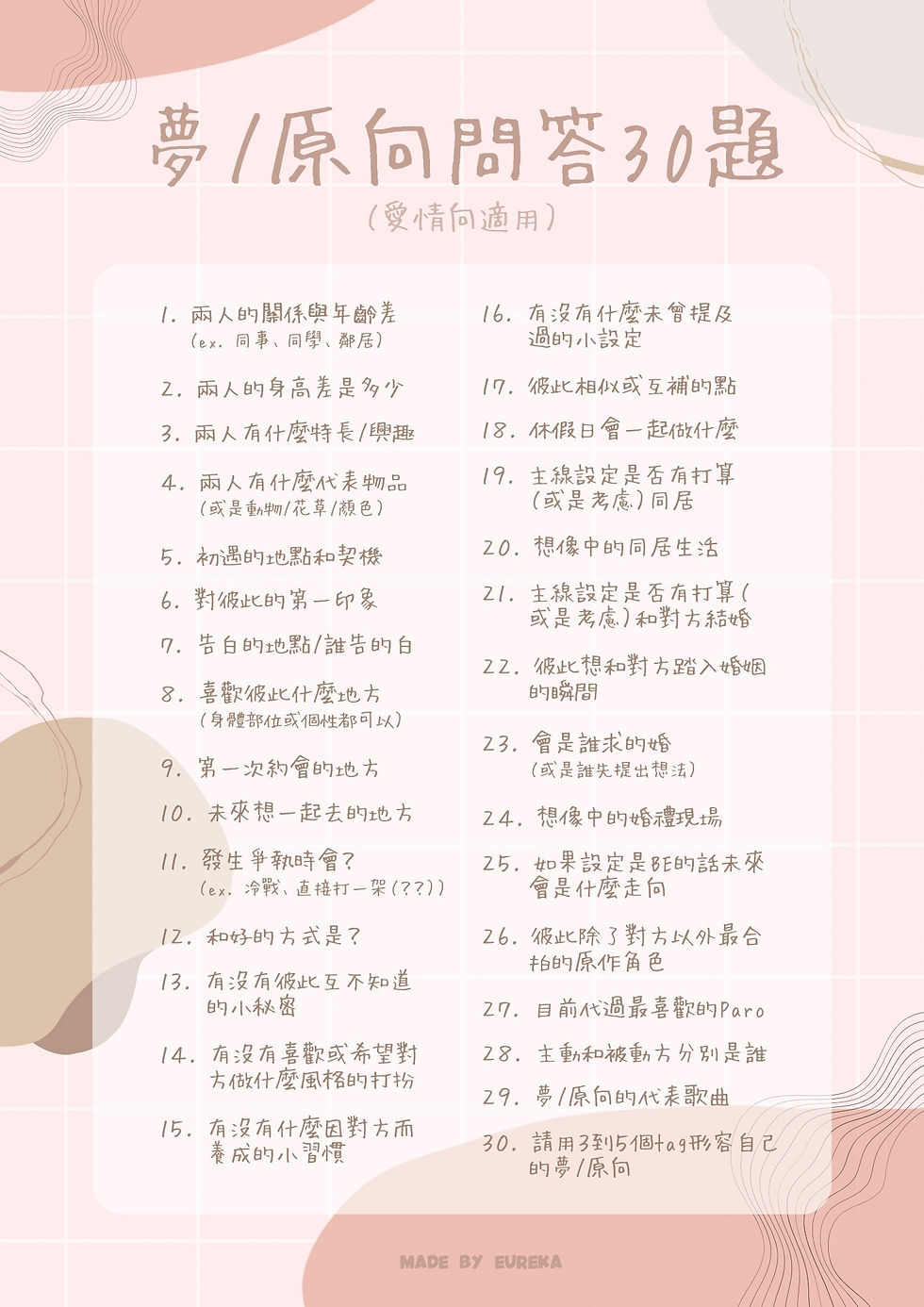 夢/原向問答30題