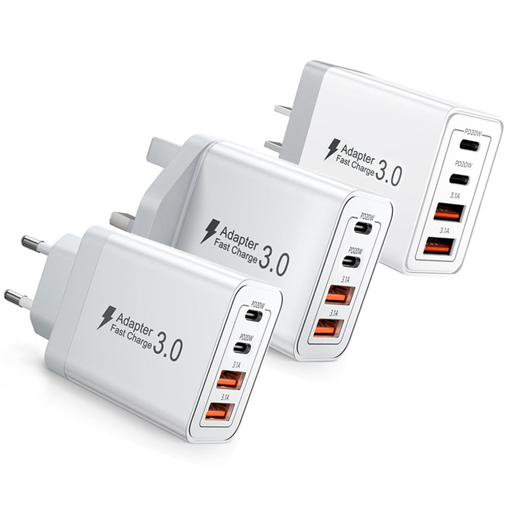 EU/UK/US/AU Wall Plug Multi-Port USB-C/USB-A Mobile Phone Charger, 40W Dual PD F
