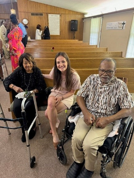 SLP Alivia McKinney at Church with Lois and Clyde