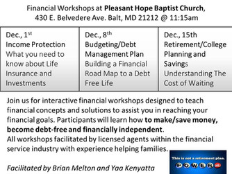 Financial Workshops at Pleasant Hope
