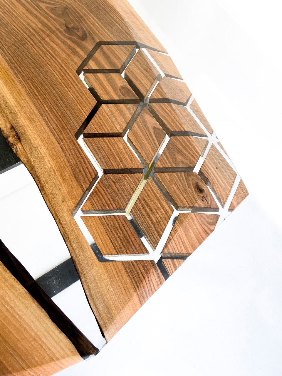 Thumbnail: EGOISTA Clear Epoxy Dining Table - Walnut Wood