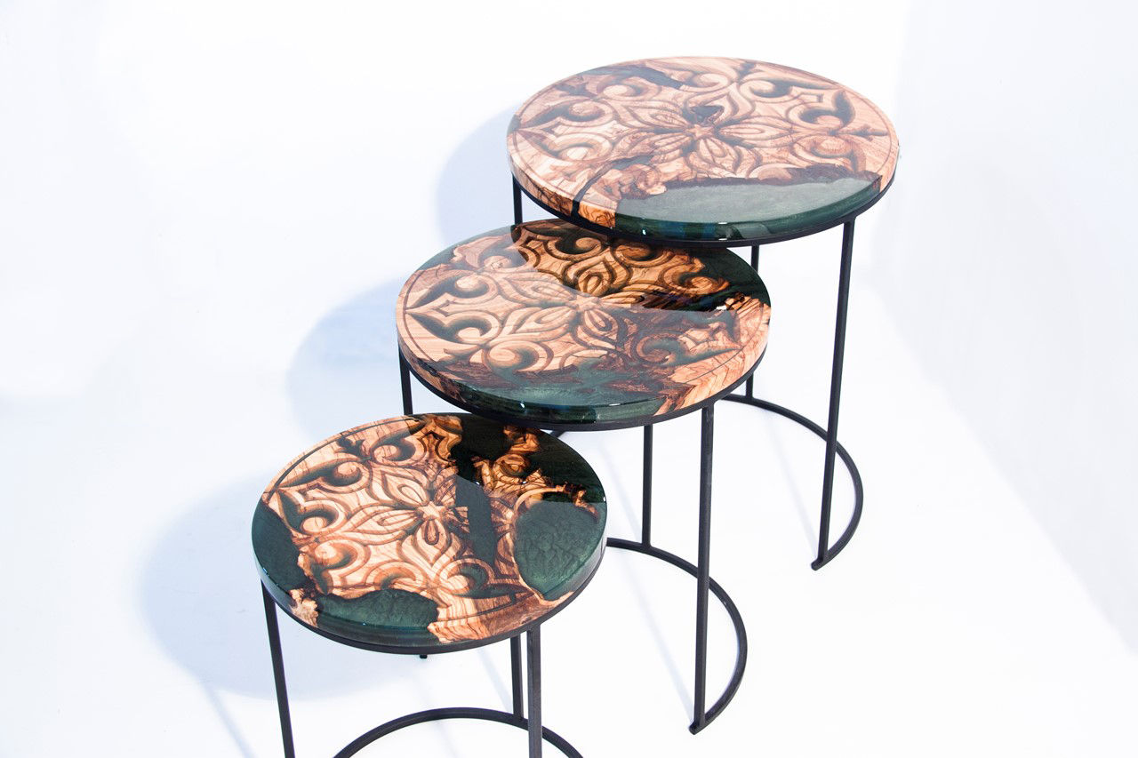 Polen Dark Green Side Table Set