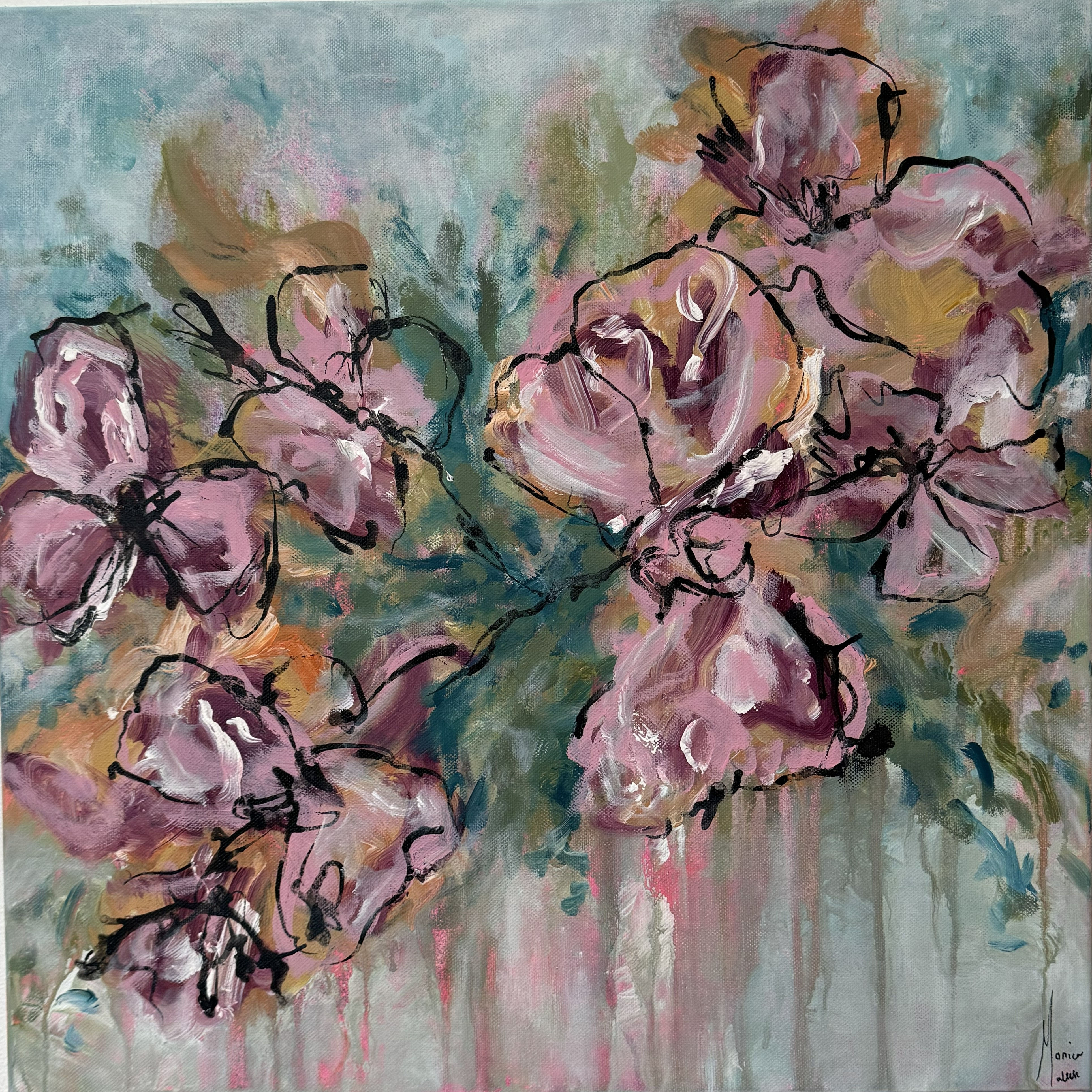 Sketches of blooming heart - Limited edition canvas print of 50 